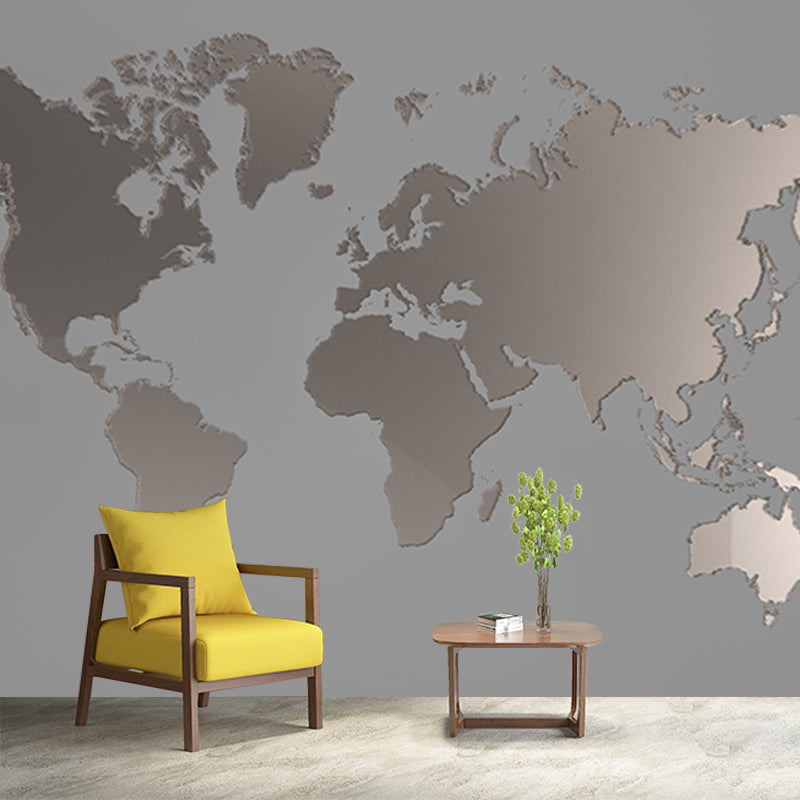 Illustration Stain Resistant Mural Wallpaper World Map Sitting Room Wall Mural