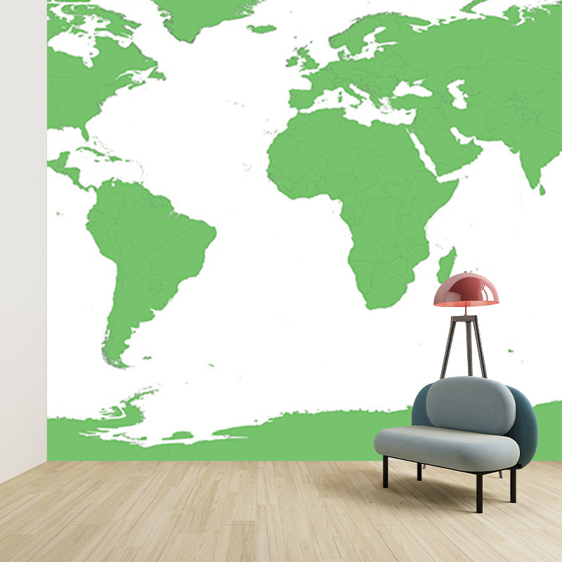 Illustration Stain Resistant Mural Wallpaper World Map Sitting Room Wall Mural