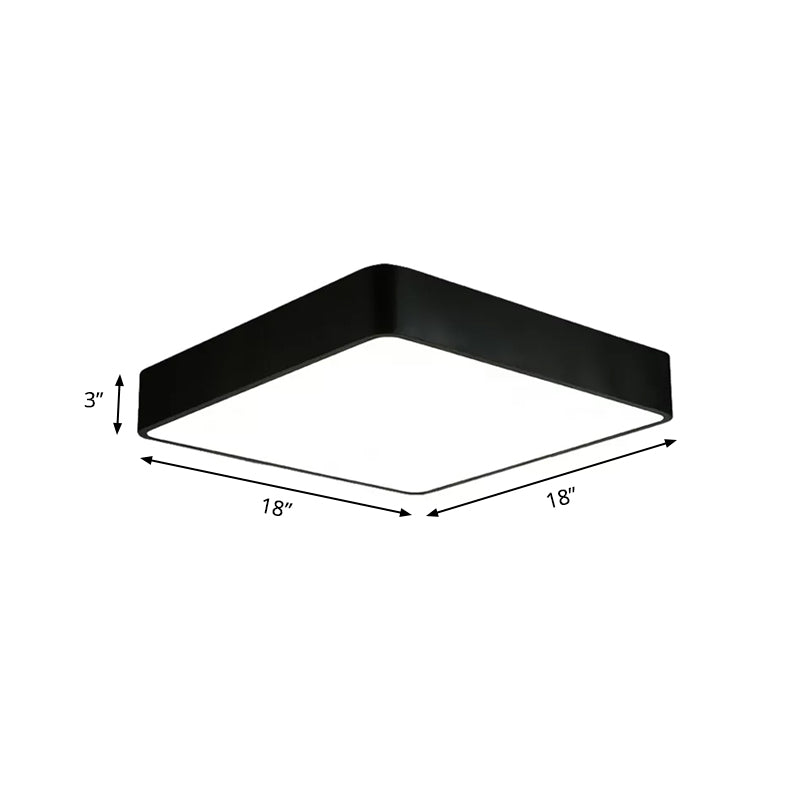 Lámpara empotrada cuadrada blanca/negra moderna de 14"/18"/23,5" de ancho Led de montaje empotrado de metal para sala de estar