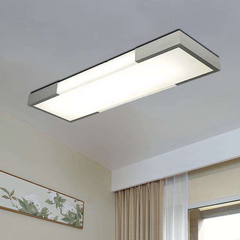 8"/15" Wide Simplicity Rectangular Flush Mount Lamp Metal 24.5"/35.5" Long Led Cloakroom Flush Light Fixture in Black/Silver