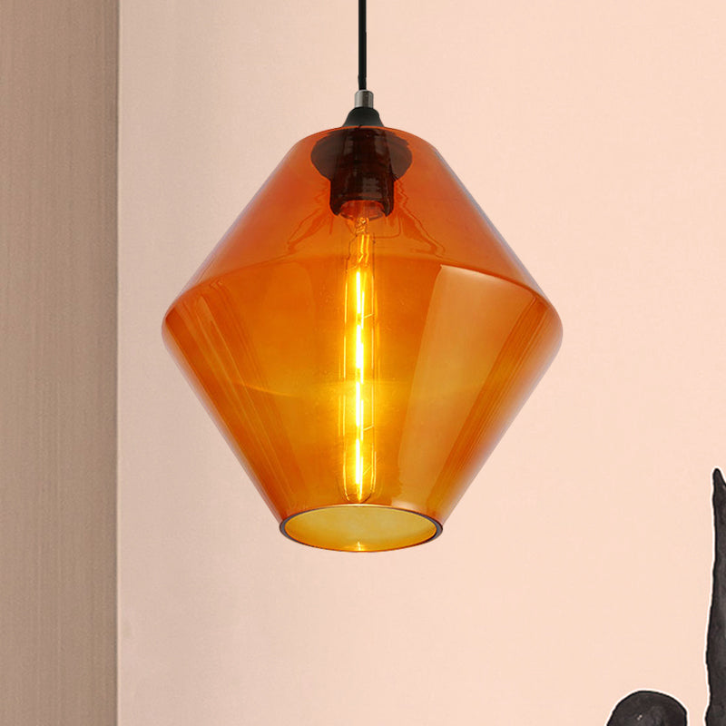 Single a diamante a diamante soffitto a sospensione leggera vintage nere arancione/blu/verde lampada appesa