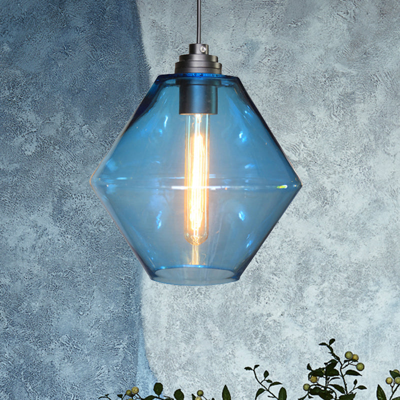 Single a diamante a diamante soffitto a sospensione leggera vintage nere arancione/blu/verde lampada appesa