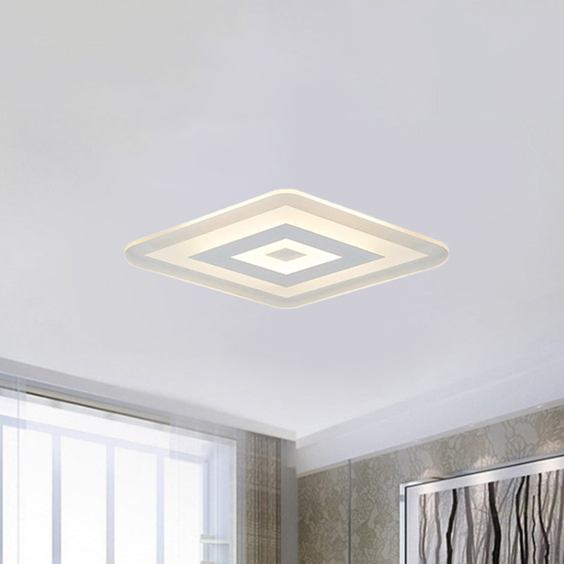 23"/31"/47" Brede Dunne Acryl Flush Mount Licht Eenvoudige LED Witte Plafondlamp in Warm/Wit Licht