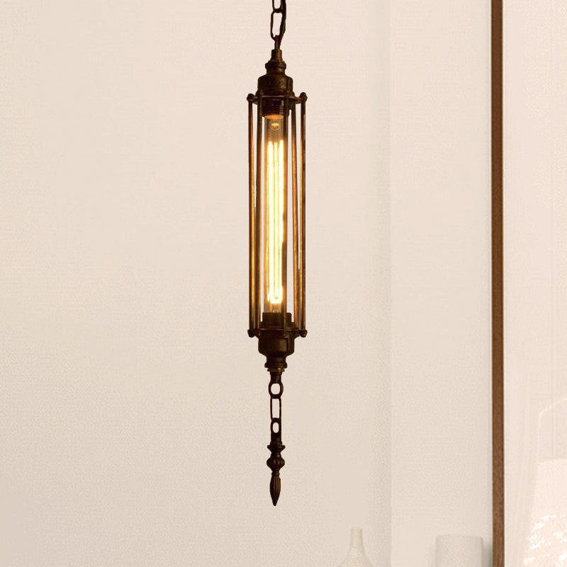 1 Kopfhänger Beleuchtung mit Drahtwache Schmiedeeisen Bauernhaus Style Restaurant Mini Hanging Fixture in Rost