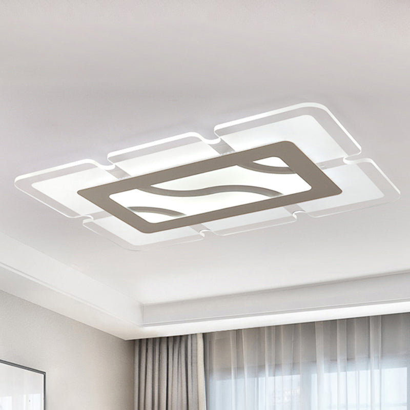 Lámpara rectangular de montaje empotrado Simplicity LED acrílico de 23,5"/35,5"/47" de ancho Luz de techo blanca en luz blanca/cálida