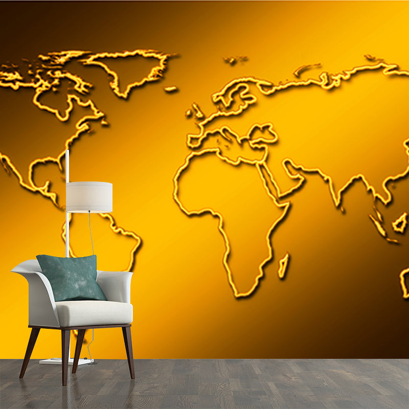 Environment Friendly Mural Wallpaper World Map Illustration Bedroom Wall Mural