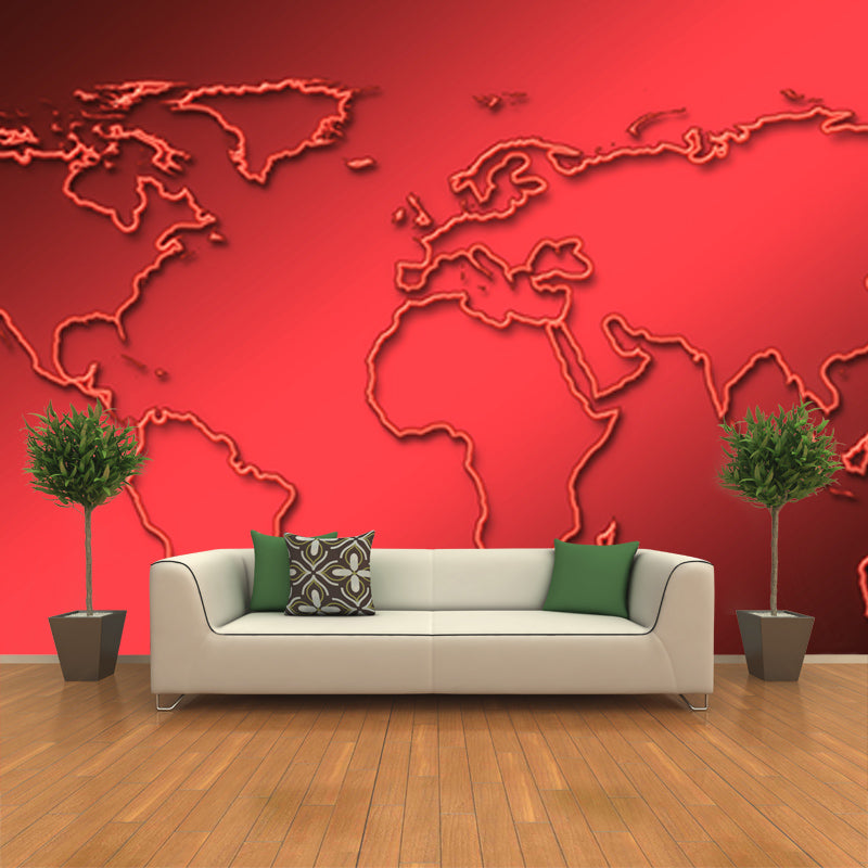 Environment Friendly Mural Wallpaper World Map Illustration Bedroom Wall Mural