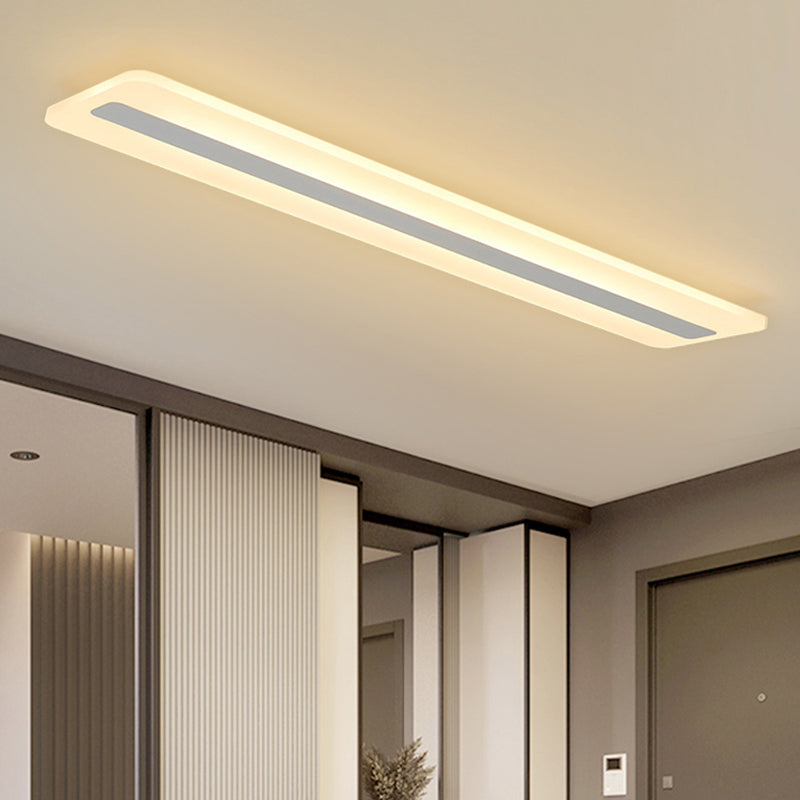 Plafonnier encastré linéaire en métal, plafonnier moderne à 1 lumière, blanc