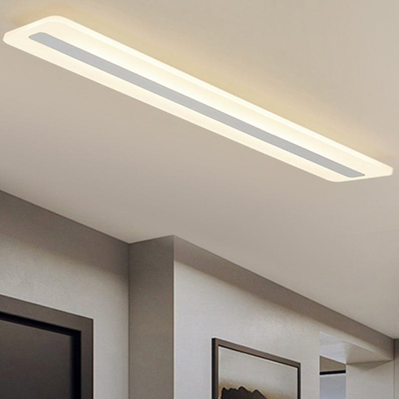 Plafonnier encastré linéaire en métal, plafonnier moderne à 1 lumière, blanc