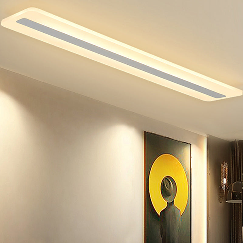 Plafonnier encastré linéaire en métal, plafonnier moderne à 1 lumière, blanc