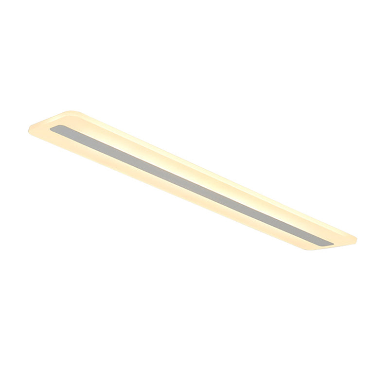 Plafonnier encastré linéaire en métal, plafonnier moderne à 1 lumière, blanc