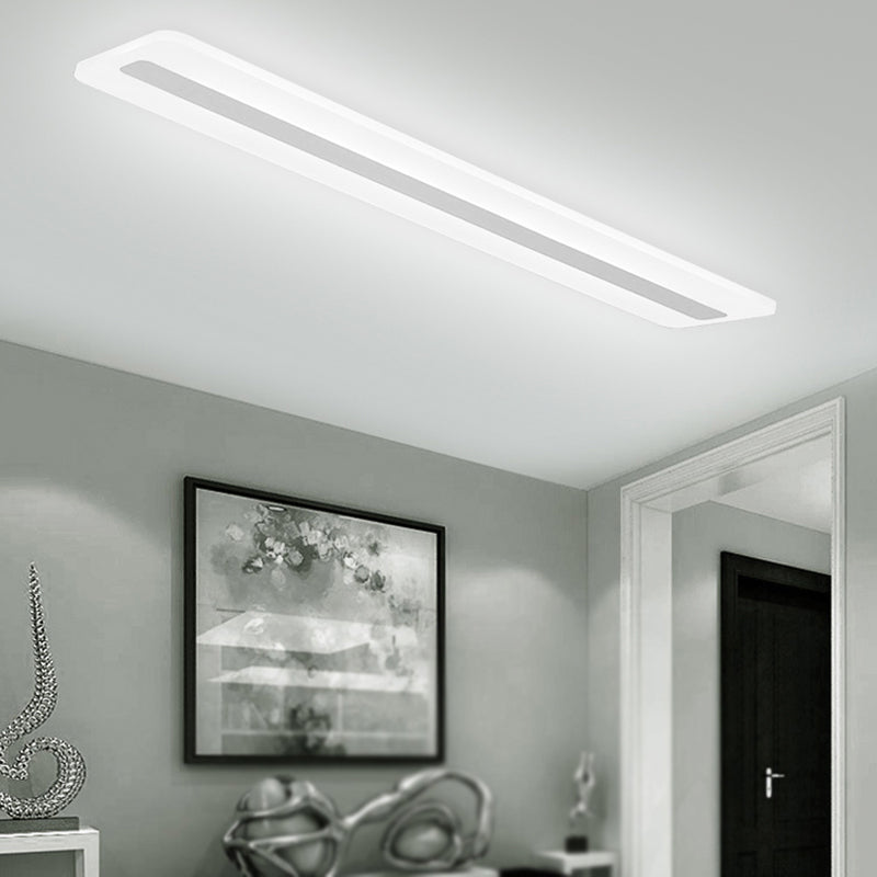 Plafonnier encastré linéaire en métal, plafonnier moderne à 1 lumière, blanc