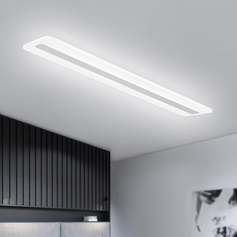 Plafonnier encastré linéaire en métal, plafonnier moderne à 1 lumière, blanc
