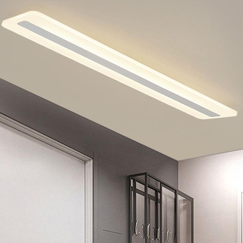 Plafonnier encastré linéaire en métal, plafonnier moderne à 1 lumière, blanc