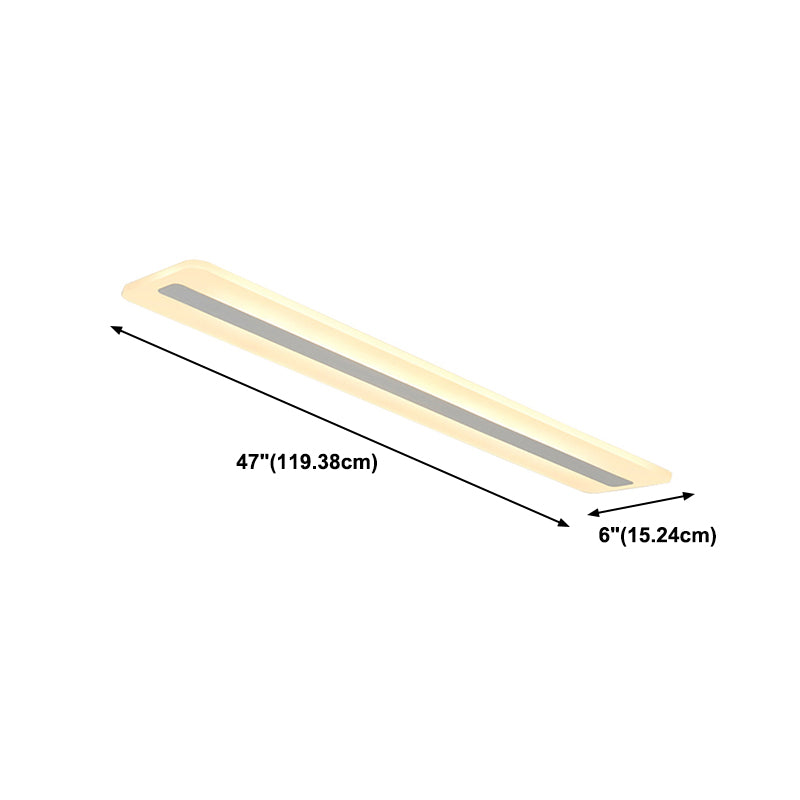 Plafonnier encastré linéaire en métal, plafonnier moderne à 1 lumière, blanc
