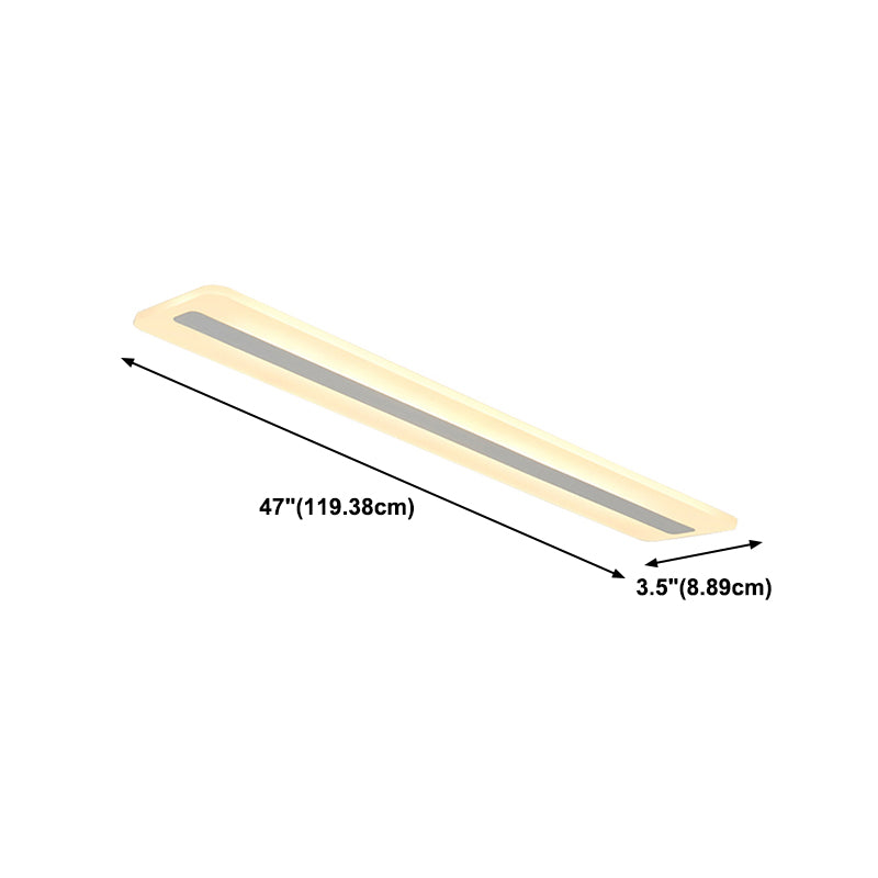 Plafonnier encastré linéaire en métal, plafonnier moderne à 1 lumière, blanc