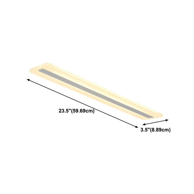 Plafonnier encastré linéaire en métal, plafonnier moderne à 1 lumière, blanc
