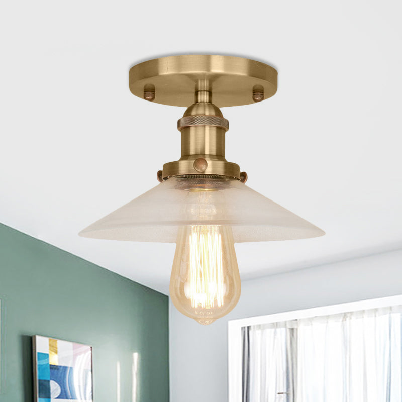 Soucoupe en verre givré, éclairage semi-affleurant, luminaire de cuisine vintage à 1 ampoule, noir/laiton/cuivre