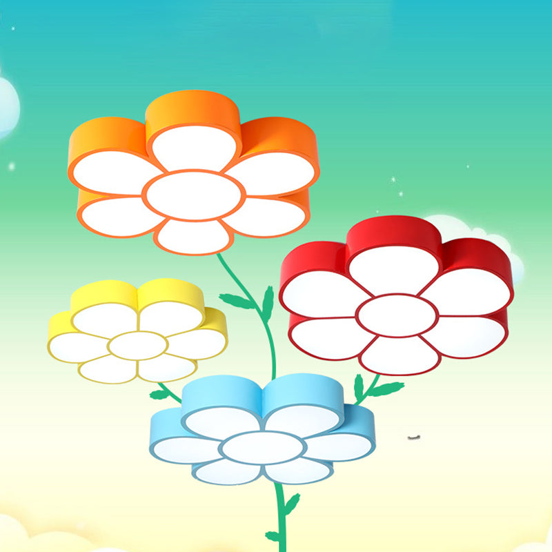 Modern Flower Flush Light Metal 1 Light Flush Mount Ceiling Fixture for Children's Room