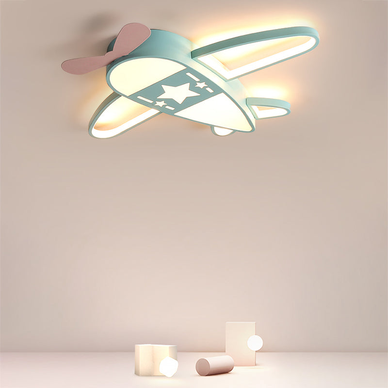 Metal Plane Shape Flush Ceiling Light Kid Style 5 Lights Flush Ceiling Light Fixtures