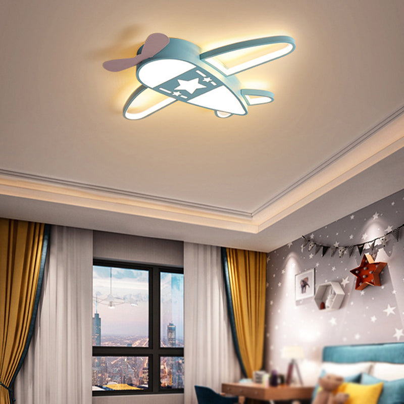 Metal Plane Shape Flush Ceiling Light Kid Style 5 Lights Flush Ceiling Light Fixtures