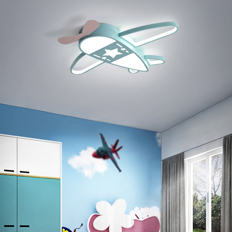 Metal Plane Shape Flush Ceiling Light Kid Style 5 Lights Flush Ceiling Light Fixtures