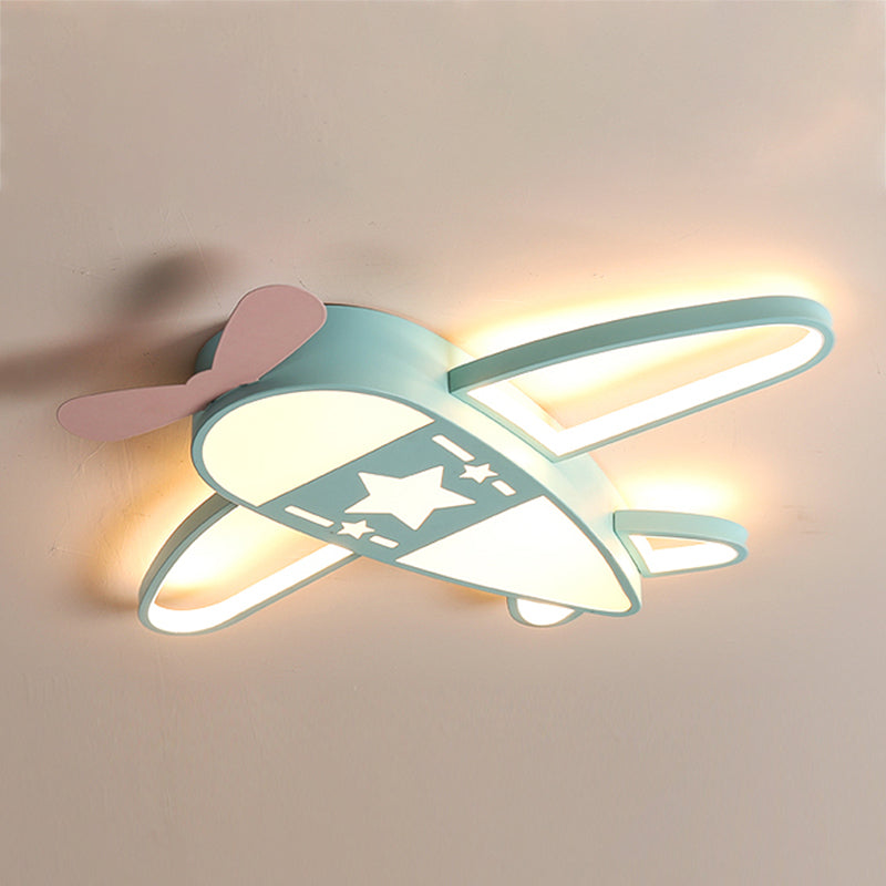 Metal Plane Shape Flush Ceiling Light Kid Style 5 Lights Flush Ceiling Light Fixtures
