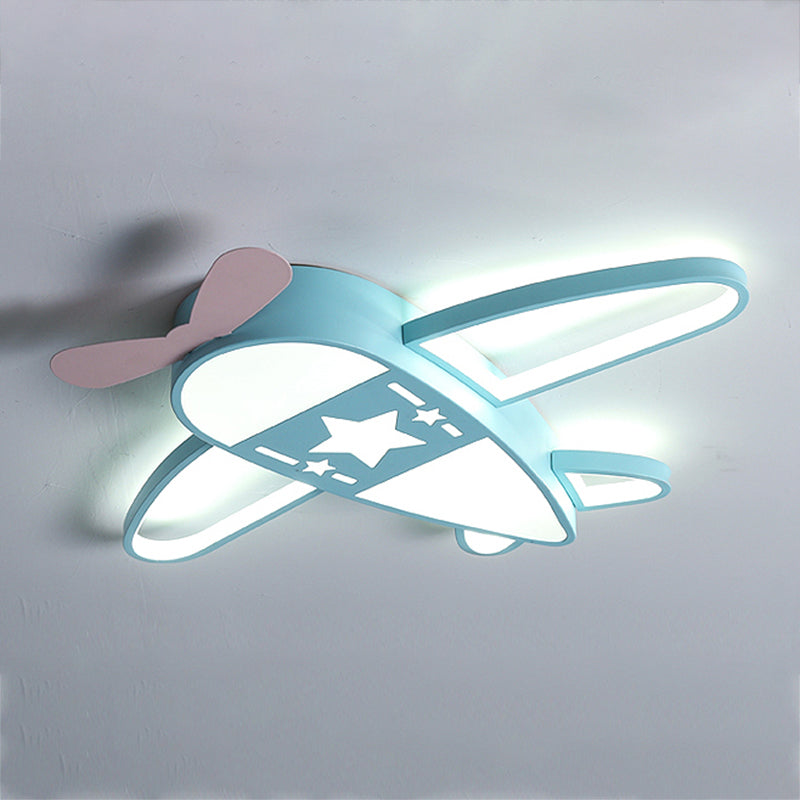 Metal Plane Shape Flush Ceiling Light Kid Style 5 Lights Flush Ceiling Light Fixtures