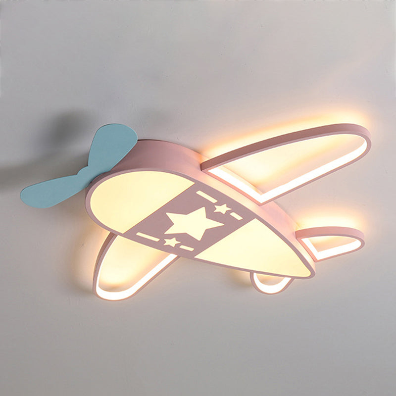 Metal Plane Shape Flush Ceiling Light Kid Style 5 Lights Flush Ceiling Light Fixtures