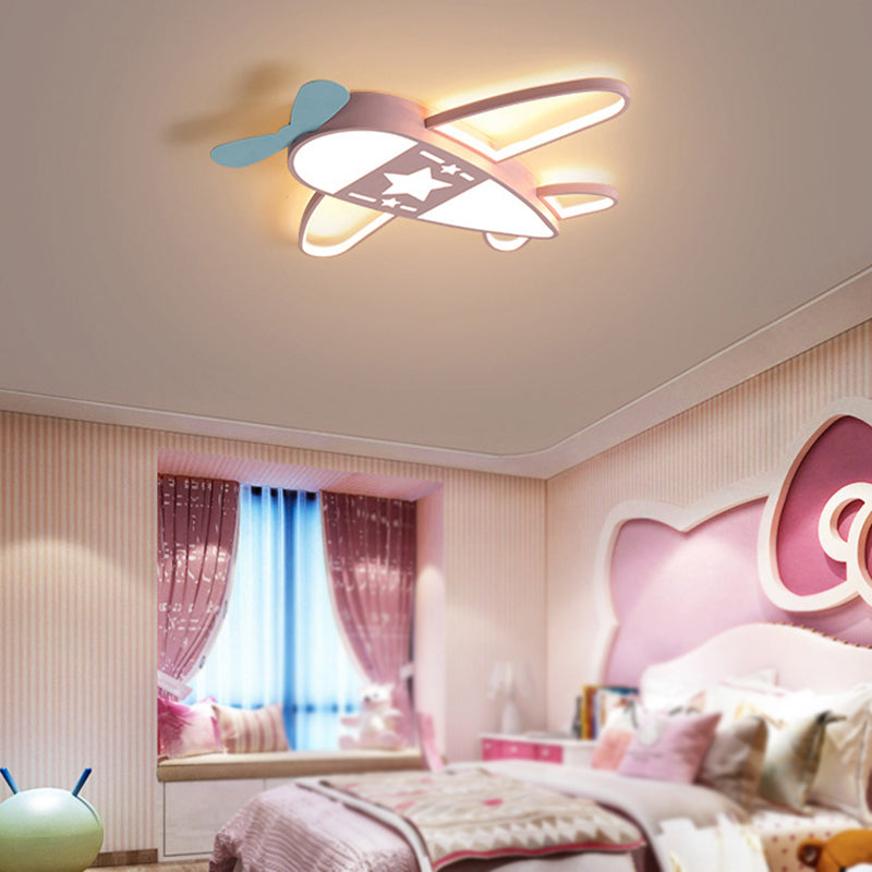 Metal Plane Shape Flush Ceiling Light Kid Style 5 Lights Flush Ceiling Light Fixtures