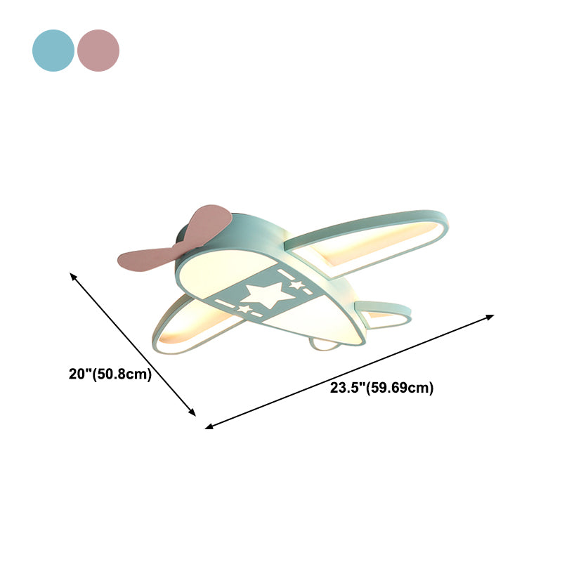 Metal Plane Shape Flush Ceiling Light Kid Style 5 Lights Flush Ceiling Light Fixtures