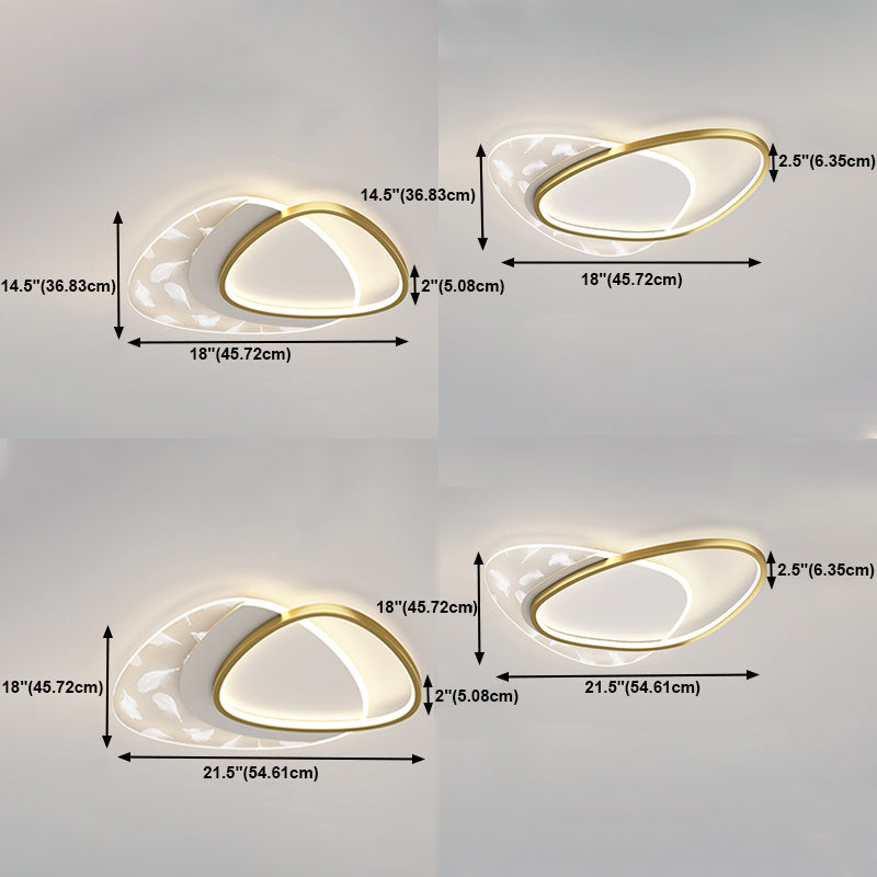 2 Light Geometry Ceiling Lamp Modern Style Metal Ceiling Lighting for Living Room