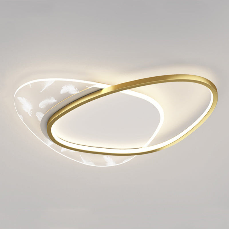 2 Light Geometry Ceiling Lamp Modern Style Metal Ceiling Lighting for Living Room