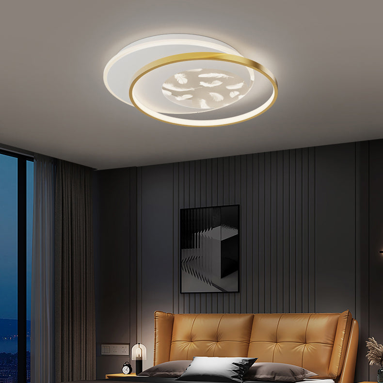 2 Light Circle Ceiling Lamp Modern Style Metal Ceiling Lighting for Dining Room