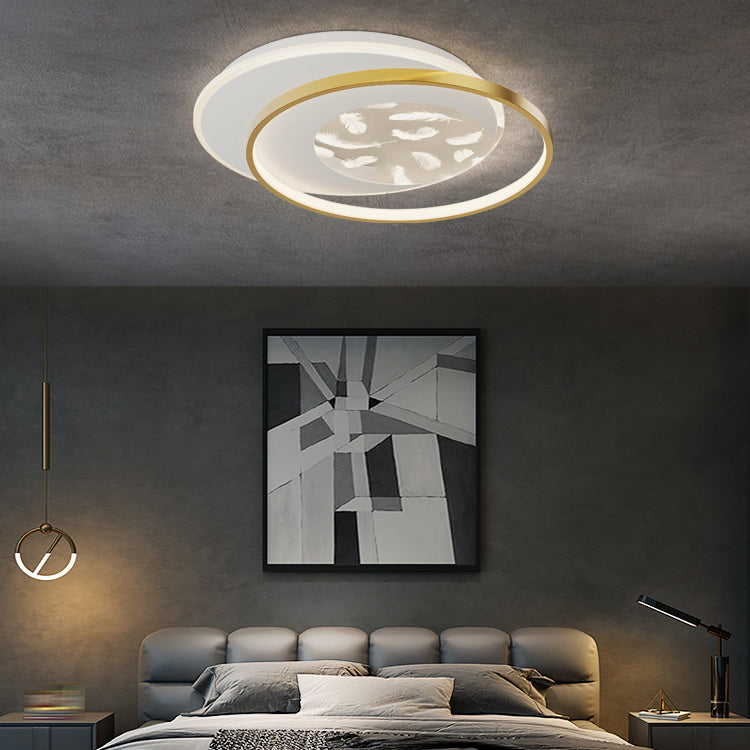 2 Light Circle Ceiling Lamp Modern Style Metal Ceiling Lighting for Dining Room