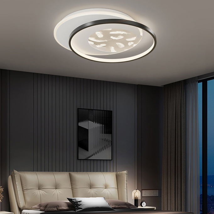 2 Light Circle Ceiling Lamp Modern Style Metal Ceiling Lighting for Dining Room