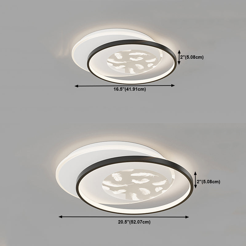 2 Light Circle Ceiling Lamp Modern Style Metal Ceiling Lighting for Dining Room