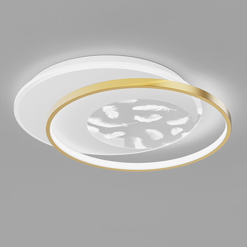 2 Light Circle Ceiling Lamp Modern Style Metal Ceiling Lighting for Dining Room