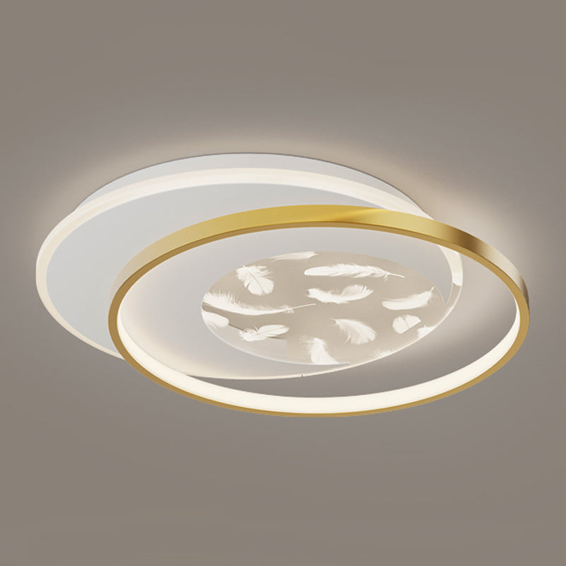 2 Light Circle Ceiling Lamp Modern Style Metal Ceiling Lighting for Dining Room