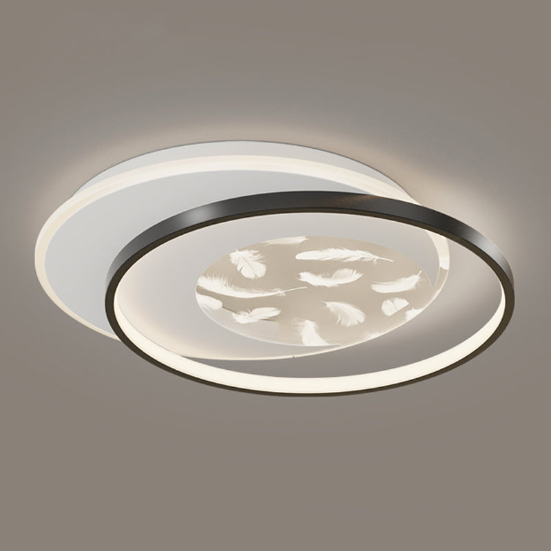 2 Light Circle Ceiling Lamp Modern Style Metal Ceiling Lighting for Dining Room