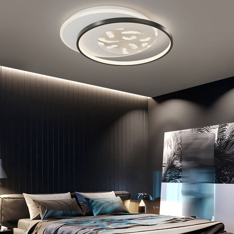 2 Light Circle Ceiling Lamp Modern Style Metal Ceiling Lighting for Dining Room