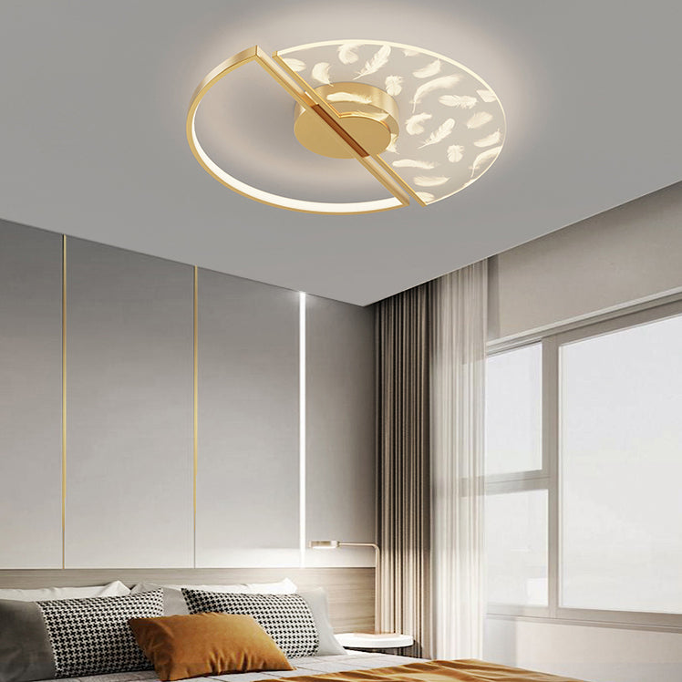 2 Light Circle Ceiling Lamp Modern Style Metal Ceiling Lighting for Living Room