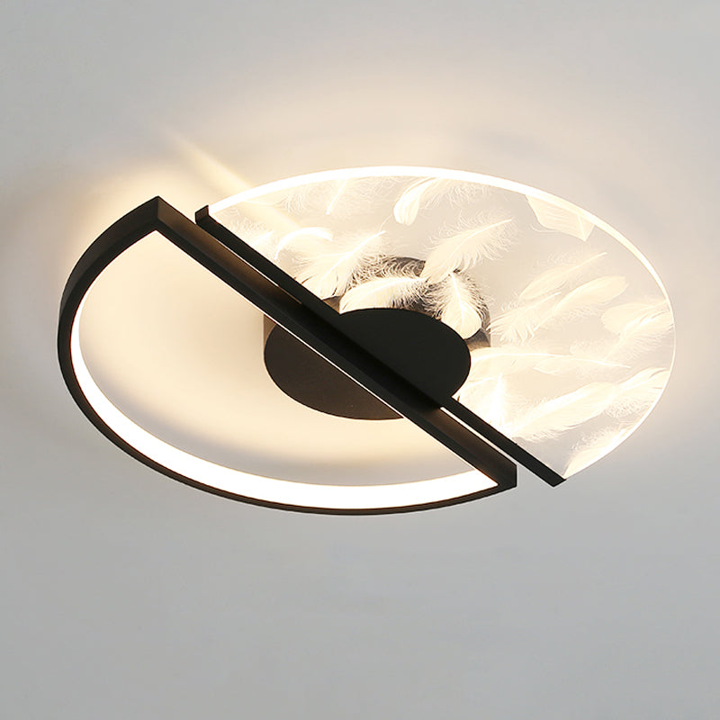 2 Light Circle Ceiling Lamp Modern Style Metal Ceiling Lighting for Living Room