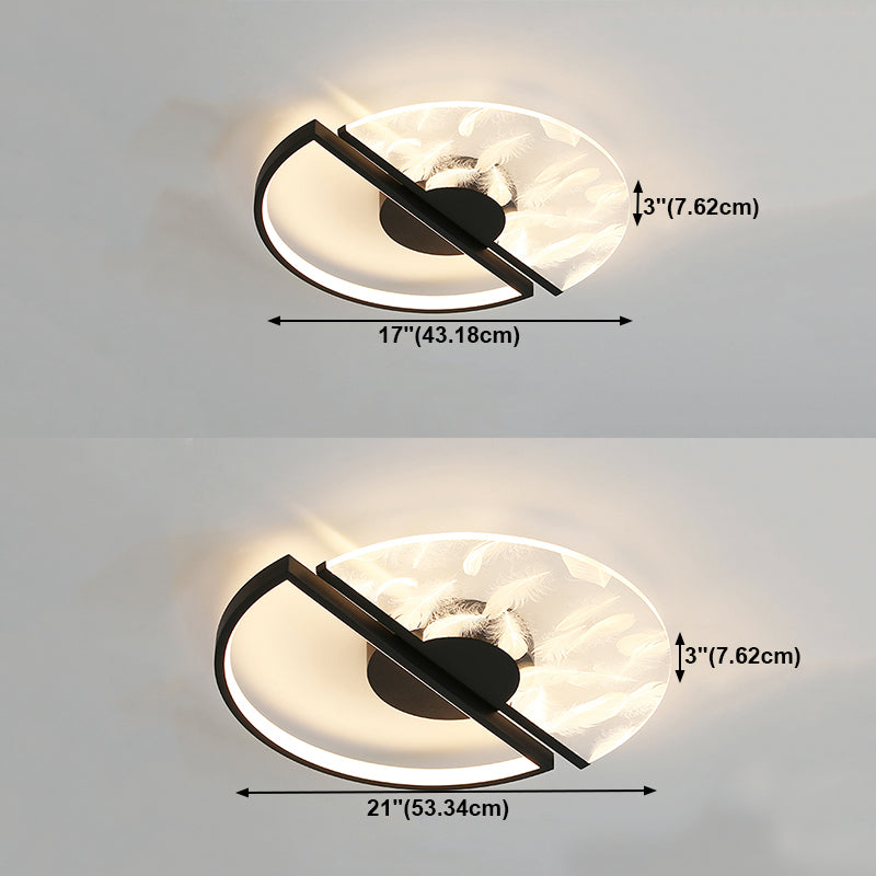 2 Light Circle Ceiling Lamp Modern Style Metal Ceiling Lighting for Living Room