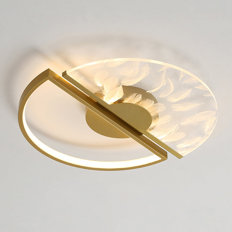 2 Light Circle Ceiling Lamp Modern Style Metal Ceiling Lighting for Living Room