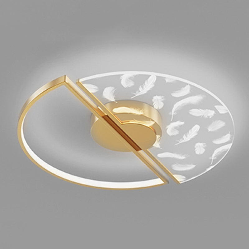 2 Light Circle Ceiling Lamp Modern Style Metal Ceiling Lighting for Living Room