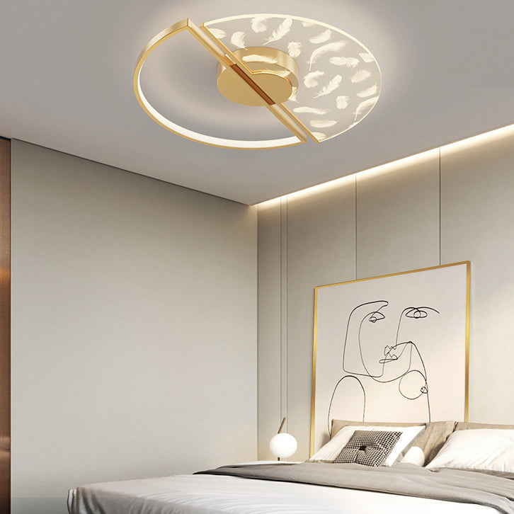 2 Light Circle Ceiling Lamp Modern Style Metal Ceiling Lighting for Living Room
