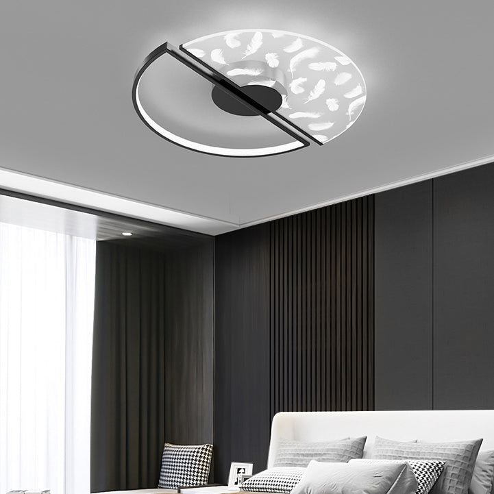 2 Light Circle Ceiling Lamp Modern Style Metal Ceiling Lighting for Living Room