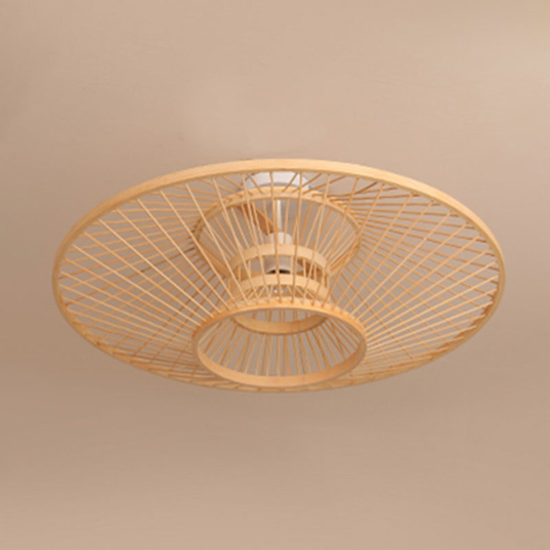 Untertasse Bamboo Deckenleuchte Asia Wohnzimmerdecke Licht in Beige