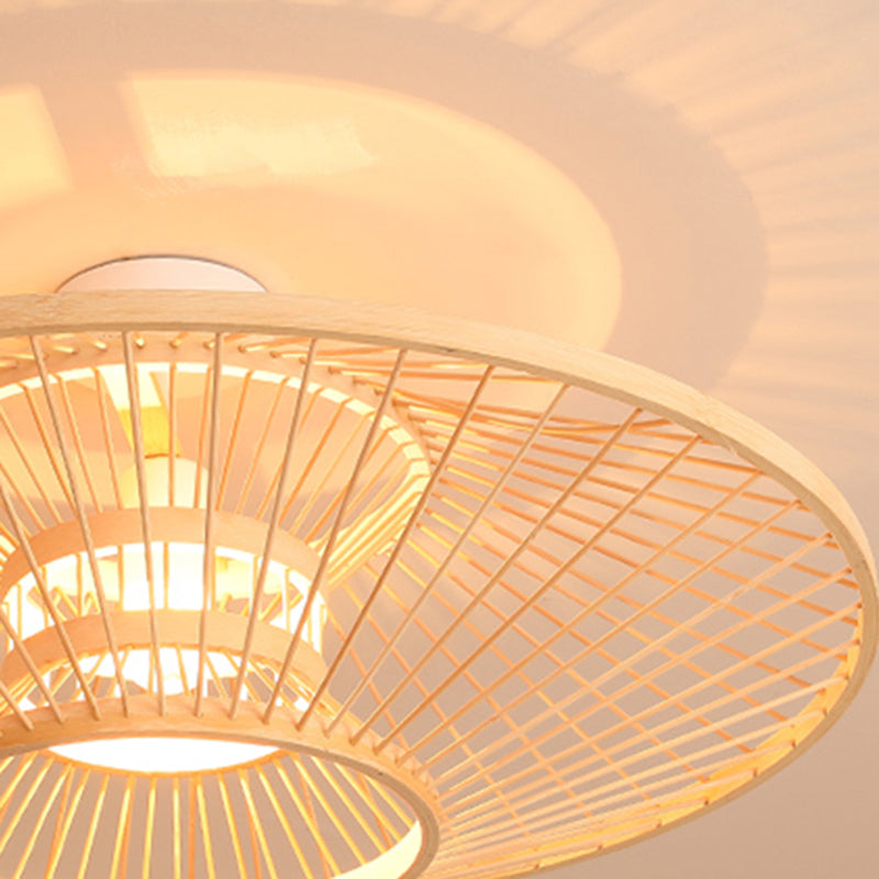 Untertasse Bamboo Deckenleuchte Asia Wohnzimmerdecke Licht in Beige